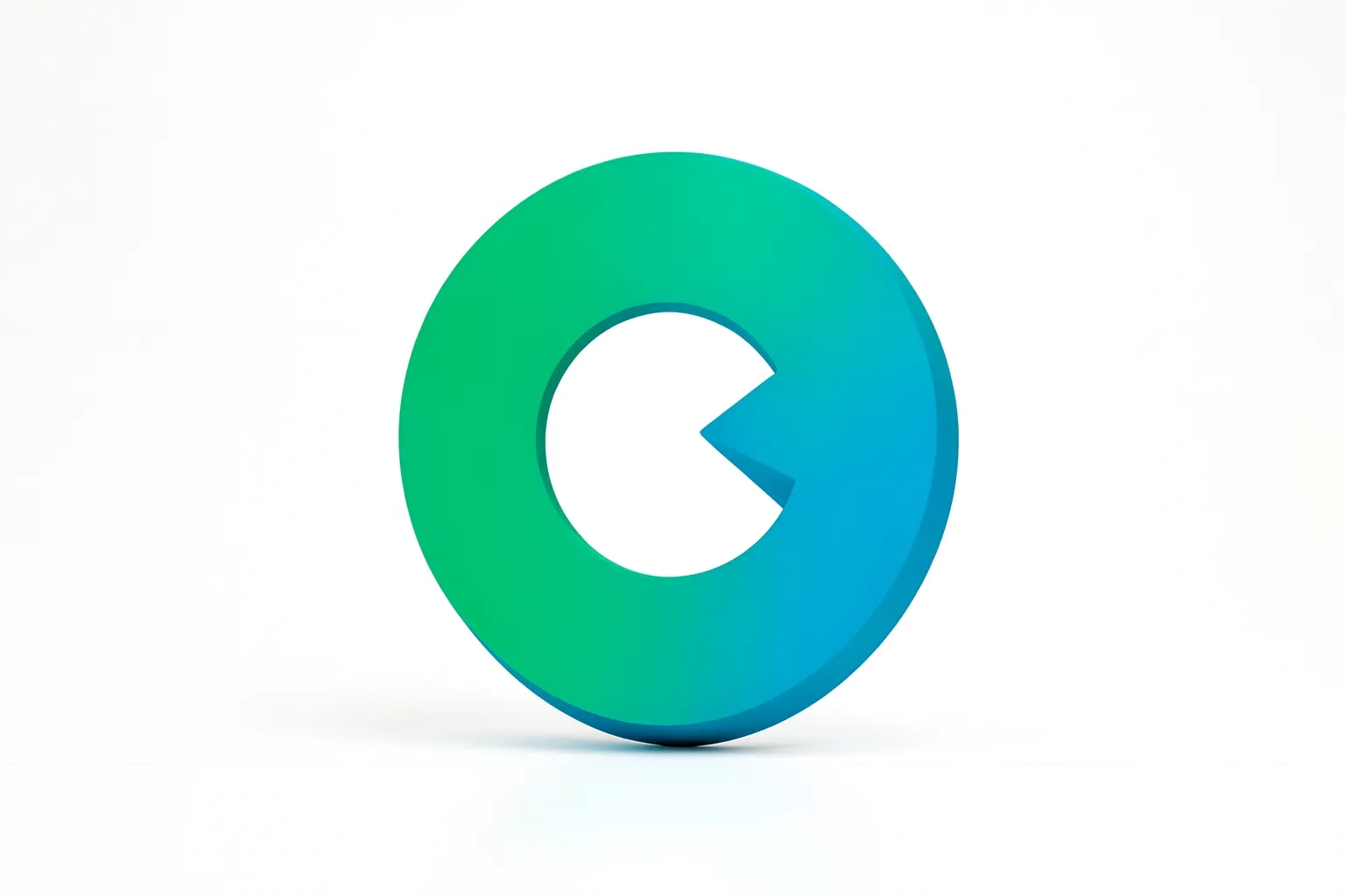 Um ícone de seta circular em tons de verde e azul sobre um fundo branco, simbolizando reutilização e ciclo.